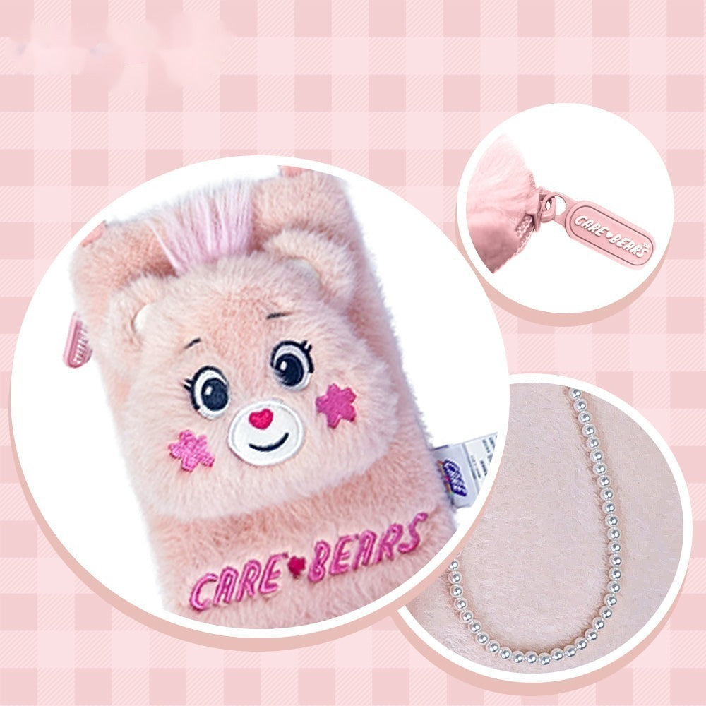 Carebears Official Licensed Pink Plush Cartoon Girl Backpack Travel Cosmetic Coin Bag Secondary image