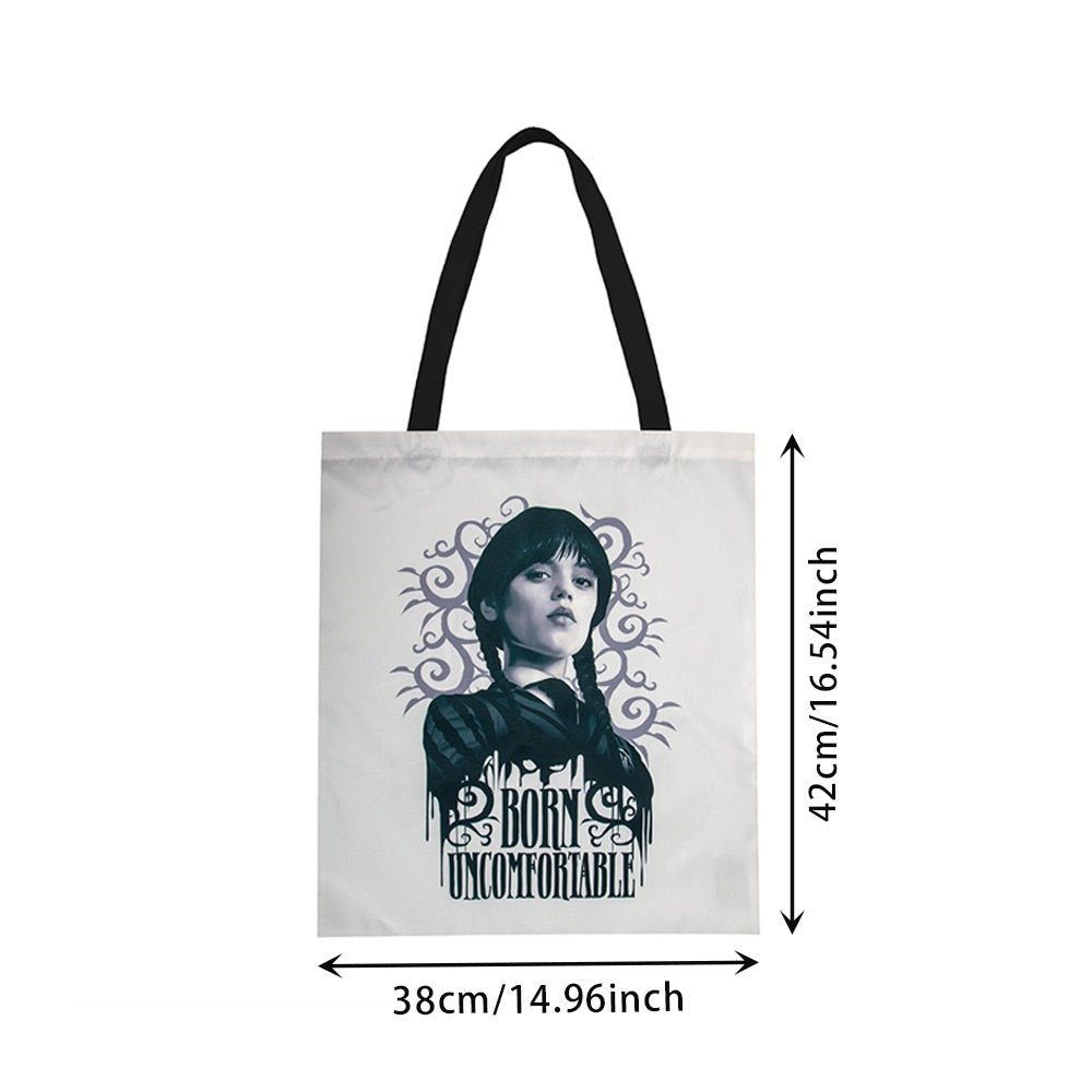 Cinereplicas Wednesday Addams 'Born Uncomfortable' Tote Bag Secondary image