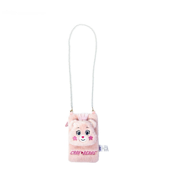 Carebears Official Licensed Pink Plush Cartoon Girl Backpack Travel Cosmetic Coin Bag
