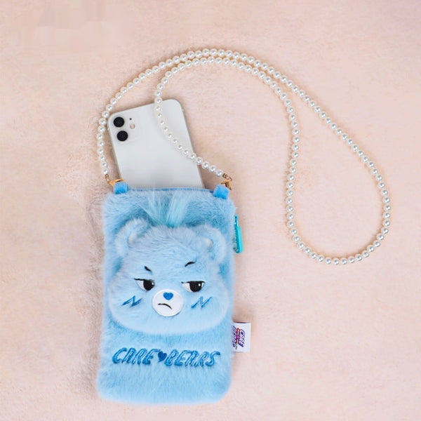 Carebears Official Licensed Blue Plush Cartoon Girl Backpack Phone Bag