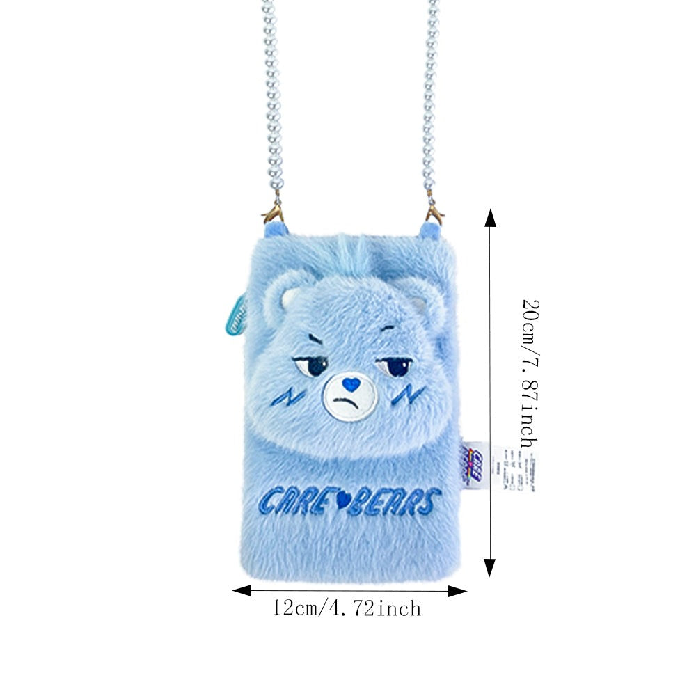 Carebears Official Licensed Blue Plush Cartoon Girl Backpack Phone Bag