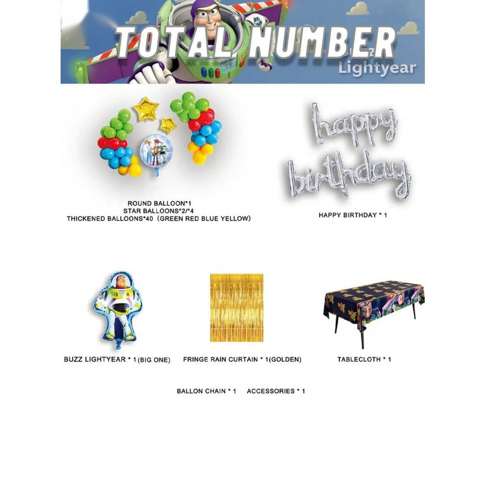 Disney Toy Story Buzz Lightyear 51-Piece Balloon Set - Multi-Color Latex Balloon Arch Set for Birthday Parties