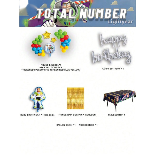 Disney Toy Story Buzz Lightyear 51-Piece Balloon Set - Multi-Color Latex Balloon Arch Set for Birthday Parties