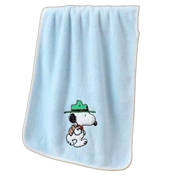 Snoopy Official Licensed 2-Piece Blue Coral Fleece Bath Towel Set