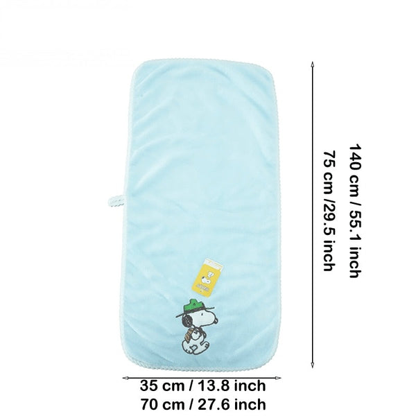 Snoopy Official Licensed 2-Piece Blue Coral Fleece Bath Towel Set
