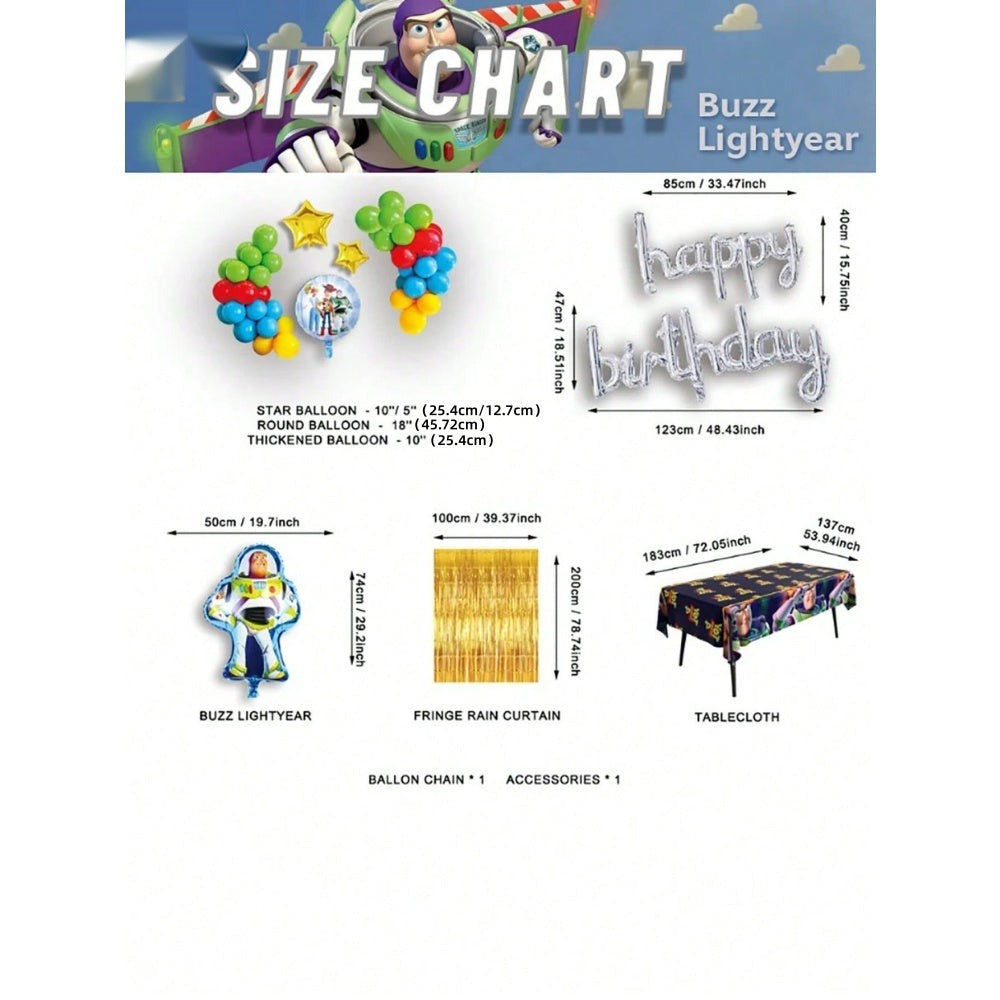 Disney Toy Story Buzz Lightyear 51-Piece Balloon Set - Multi-Color Latex Balloon Arch Set for Birthday Parties