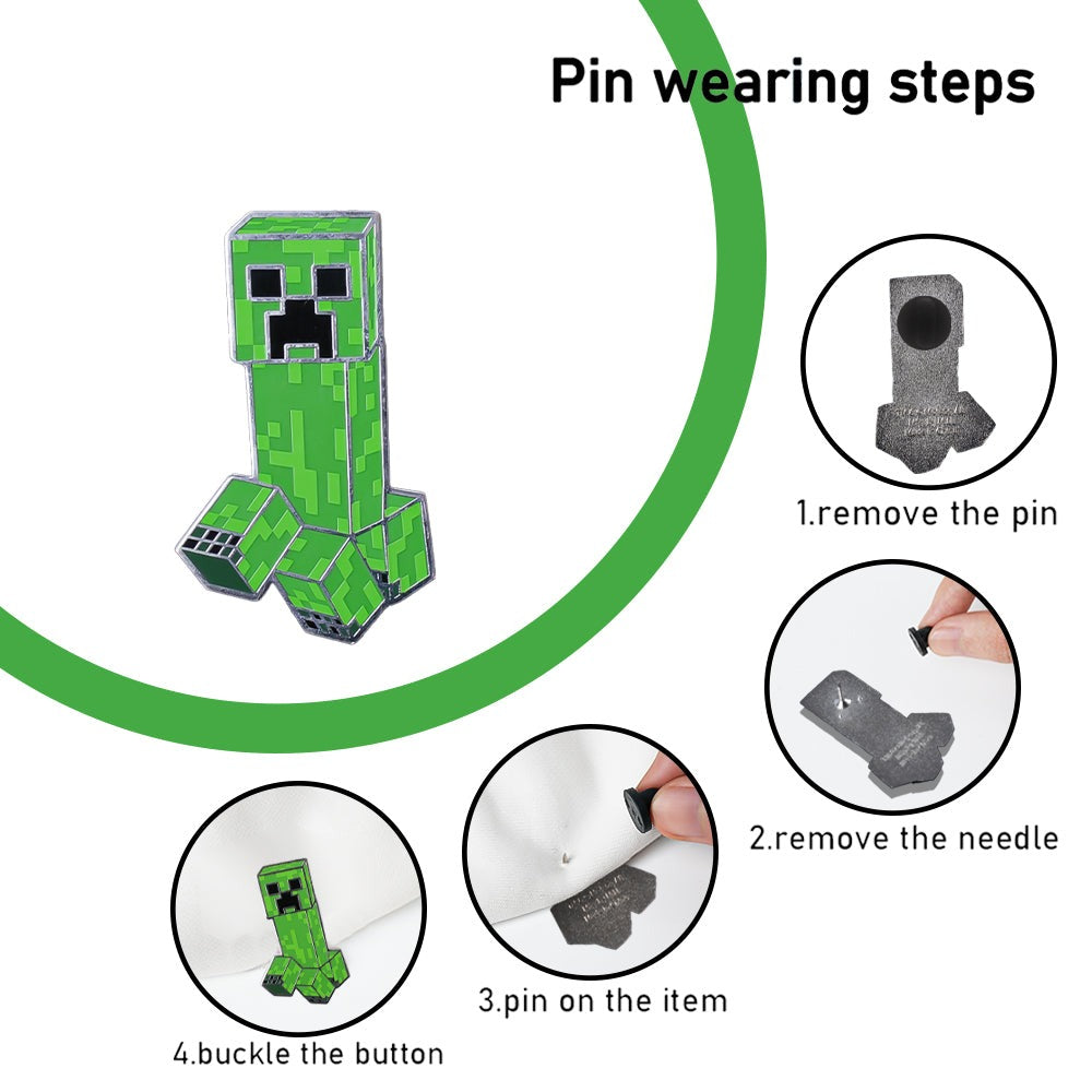 Minecraft Creeper Zinc Alloy Brooch