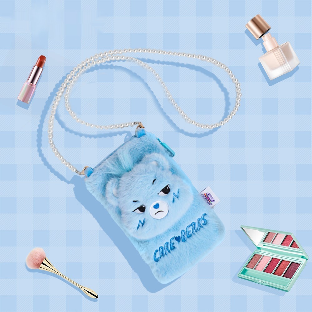 Carebears Official Licensed Blue Plush Cartoon Girl Backpack Phone Bag
